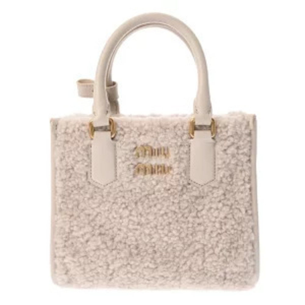 Miu Miu Handbag White Shearling Shoulder Bag